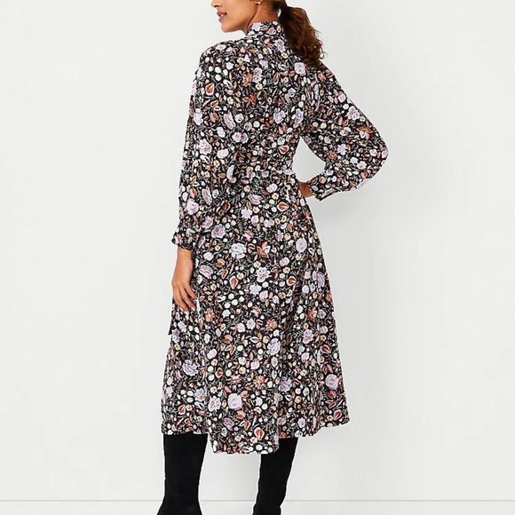 Ann Taylor Floral Collared Midi Shirtdress For Women New - Picture 4 of 12